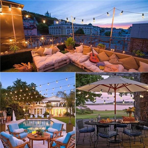 LED Outdoor String Lights, Waterproof Commercial Grade Heavy Duty Hanging Patio - Picture 4 of 6